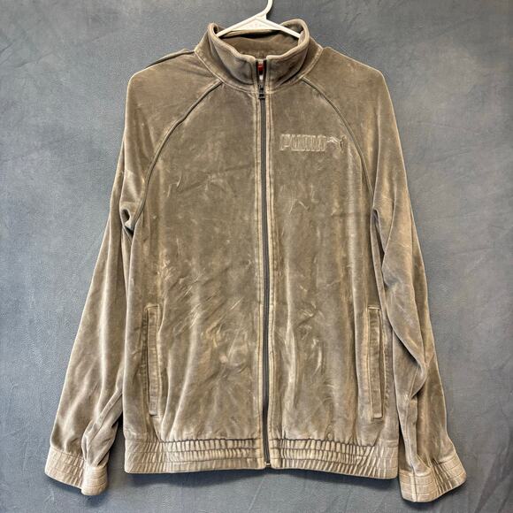 Vintage Puma Velour Track Jacket Embroider Logo Performance Full Zip Streetwear - Picture 1 of 8